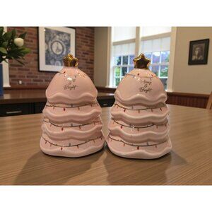 New Pink Christmas Tree Salt & Pepper Shakers Salt N Pepper Dinning Set